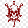 Dark Gothic Icon A high-contrast design of a skull in a dark Gothic aesthetic, suitable for vector graphics applications.