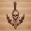 Gothic Skull Design with Intricate Details A gothic-style skull design featuring intricate details and a pointed chin.
