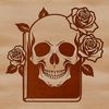 Intricate Skull Artwork Vector A stylized Gothic skull design featuring intricate details and ornate roses.