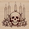 Gothic Skull Design with Rose A stylized Gothic skull with a rose nestled among its bony features.
