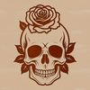 Decorative Skull Design with Floral Motif A skull surrounded by a decorative rose motif in vector format.