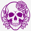 Intricately Detailed Skull Design SVG A detailed illustration of a Gothic-style skull with intricate details and ornamentation.