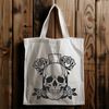 Gothic Skull Silhouette for Halloween Crafts A detailed digital illustration of a skull adorned with intricate details, perfect for Halloween designs and craft projects.