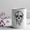 Gothic Graphic Design Element A stylized digital design of a dripping skull with detailed lines and curves, ideal for use in graphic design projects.