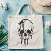Dripping Skull Design A gothic-inspired skull design with dripping details, suitable for vector art and cutting machine templates.