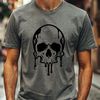 Spooky Gothic Decoration Illustration A detailed vector illustration of a dripping skull, suitable for Halloween decorations or gothic designs.