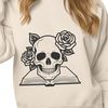 Gothic Skull with Rose Motif SVG A stylized skull design with a rose motif, suitable for Halloween decorations or designs.