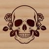 Elegant Skull Decoration Design A stylized skull with a rose wrapped around its forehead in an ornate, gothic design.