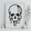 Dripping Skull Clip Art Design A detailed illustration of a dripping skull with Gothic-inspired details.