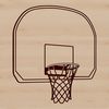 An illustration of a basketball with a hoop and net, suitable for clip art and design projects.