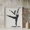 Vector Gymnast Silhouette A female gymnast in mid-pose, with athletic gear, illustrating vector art.