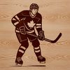 Sport Illustration SVG Icon A simple illustration of a hockey player in mid-action, ready to hit the puck.