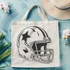 Sporty Illustration A detailed illustration of a football helmet with an American football in front of it.