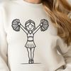 Cheerleader Girl Icon A young female athlete in uniform waving pom-poms with a confident expression.