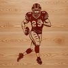 A high-quality illustration of an American football player wearing a helmet, ready to take the field.