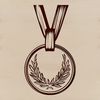 Circular Medal Design with Ribbon and Star Medal icon featuring a circular design with a ribbon and a star or emblem in the center.