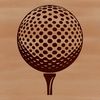 Golf club with ball on tee, illustrated vector graphic.