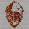 Hockey Player Headgear Illustration A stylized illustration of a hockey player's headgear, including a helmet and face mask.