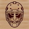 Sporty Hockey Player Face Illustration A stylized illustration of a hockey player's face with a protective mask.