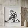 A vector illustration of a hockey player in action, suitable for cutting machines and laser cutters.