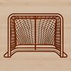 A detailed illustration of a hockey goal on a white background.