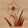 Green Stem Daffodil Icon A single daffodil flower with green stem and leaves, suitable for digital design.