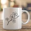 Beautiful Flower Illustration in Full Color A vector illustration of a single cherry blossom in full bloom, with delicate petals and a slender stem.