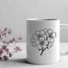 Beautiful Cherry Blossom SVG Illustration A stylized illustration of a cherry blossom plant with delicate petals and green leaves.