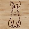 Vibrant Cartoon Rabbit Illustration A sitting cartoon-style rabbit illustration with bold lines and vibrant colors.