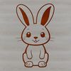 A cartoon rabbit sitting on its haunches with a gentle expression.