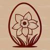 Springtime Easter Egg Artwork A hand-drawn Easter egg design featuring a single daffodil flower in the center, created as a vector graphic.