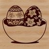 Colorful Easter Egg Clip Art Design A stylized illustration of a colorful Easter egg with spring flowers surrounding it, designed as a vector graphic.