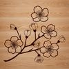 Springtime Sakura Floral Illustration A detailed illustration of a cherry blossom plant with delicate pink flowers in full bloom.