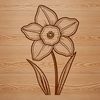 Minimalist White Daffodil Vector Image A single white daffodil flower with yellow trumpet-shaped center, set against a minimalist background.