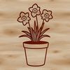 Bright Blooms in a Small Pot A close-up illustration of a single daffodil flower in a small pot.