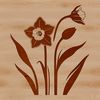 Beautiful Floral Symbol A stylized illustration of a daffodil flower with green stem and leaves.