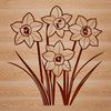 Elegant Flower Design Vector Art A stylized illustration of a daffodil plant with trumpet-shaped flowers and long green stems.