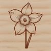 Elegant Green and Yellow Floral Icon An intricate vector design of a daffodil plant with long green stem and trumpet-shaped bloom.