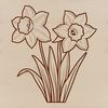 Vector Daffodil Graphic A vector illustration of a daffodil flower with trumpet-shaped blooms and green stem.