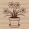 Simple Springtime Flower Illustration A simple illustration of a single daffodil plant in a white flower pot, against a neutral background.