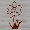 Spring Floral Vector Graphic A single white daffodil flower with yellow trumpet-shaped center against a green stem on a blue background.