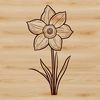 Mid-Spring Daffodil in Full Color A colorful illustration of a single daffodil bloom in mid-spring growth, suitable for vector art projects.