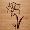 Single Green Daffodil with Blooms A detailed vector design of a single daffodil plant with green leaves and trumpet-shaped blooms.