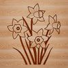 Spring Floral Symbol A simple illustration of a daffodil flower with long stem and trumpet-shaped bloom.