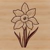 Green Stemmed Flower Design A single white daffodil flower with bright yellow trumpet-shaped center, set against a green stem.
