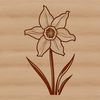 Simple Daffodil Vector Design A single stem of a bright yellow daffodil with green leaves against a white background.