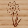 Yellow Daffodil Flower Silhouette A single yellow daffodil flower with green stem and leaves against a white background.