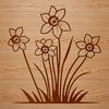 Daffodil in Bloom SVG A yellow trumpet-shaped flower with three long green leaves growing from the center.