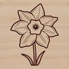 Bright Yellow Flower Icon A yellow trumpet-shaped flower with three green leaves, symbolizing spring and new beginnings.