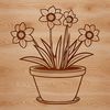 Beautiful Terracotta Plant Decoration A single daffodil flower growing out of a terracotta pot, with green leaves visible above the soil.